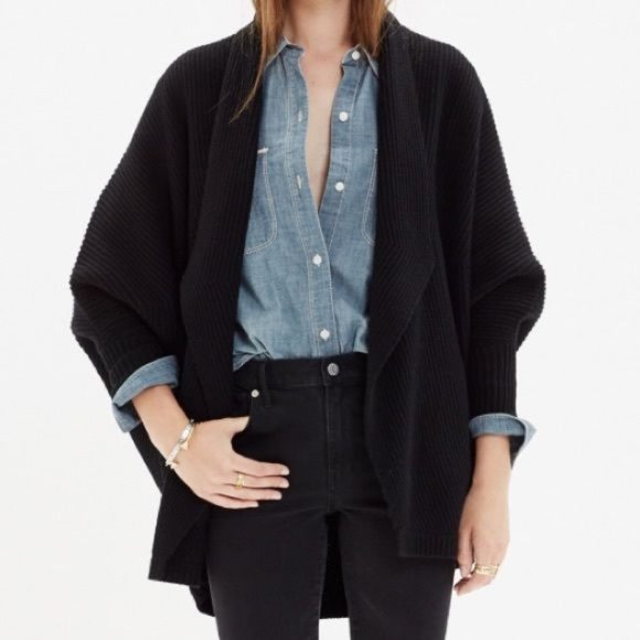 Madewell Black Sculptor Cardigan Merino 